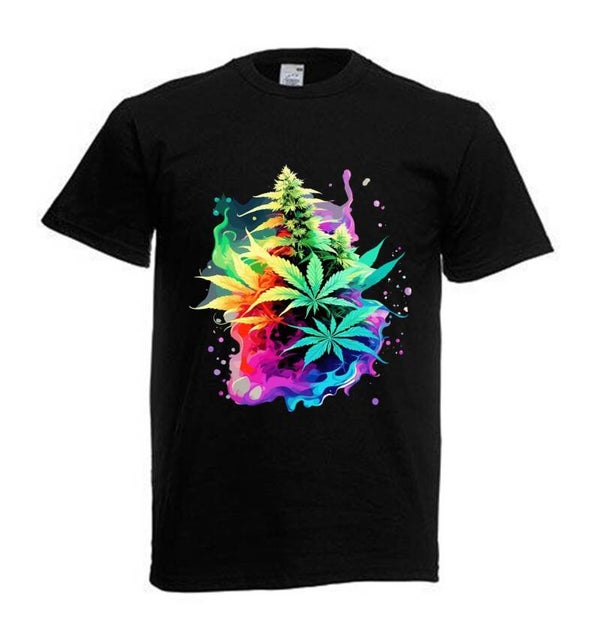 Tshirt Unisex mit Coolen Druck Weed Ganja Hanf Cannabis Psychedelic (Größe & Farbe auswählen) TSFBW480