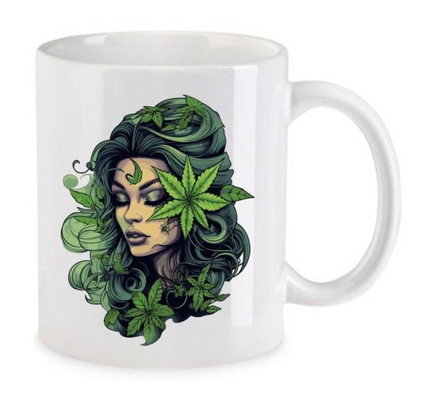 Tasse Weed Cannabis Psychodelic Weiß mit Druck (Siehe Foto) TFBW481