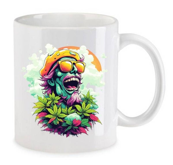 Tasse Weed Cannabis Psychodelic Weiß mit Druck (Siehe Foto) TFBW484