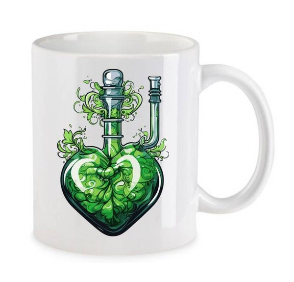 Tasse Weed Cannabis Psychodelic Weiß mit Druck (Siehe Foto) TFBW485