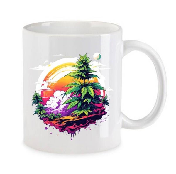 Tasse Weed Cannabis Psychodelic Weiß mit Druck (Siehe Foto) TFBW487