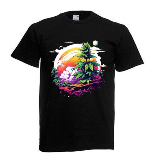 Tshirt Unisex mit Coolen Druck Weed Ganja Hanf Cannabis Psychedelic (Größe & Farbe auswählen) TSFBW487