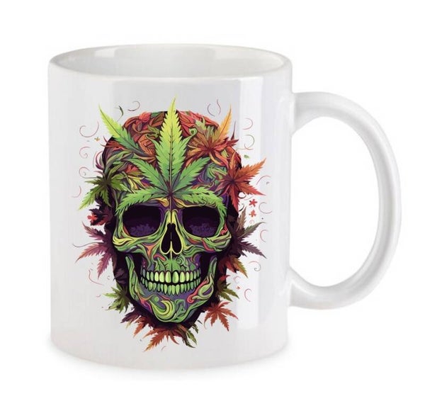 Tasse Weed Cannabis Psychodelic Weiß mit Druck (Siehe Foto) TFBW488