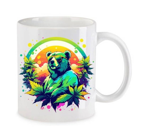 Tasse Weed Cannabis Psychodelic Weiß mit Druck (Siehe Foto) TFBW489