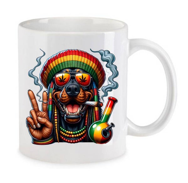 Tasse Weed Cannabis Psychodelic Weiß mit Druck (Siehe Foto) TFBW49
