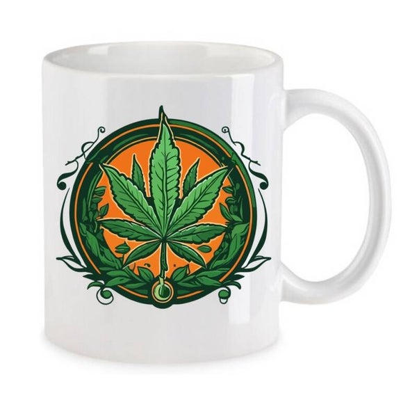 Tasse Weed Cannabis Psychodelic Weiß mit Druck (Siehe Foto) TFBW490