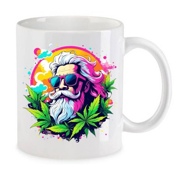 Tasse Weed Cannabis Psychodelic Weiß mit Druck (Siehe Foto) TFBW493