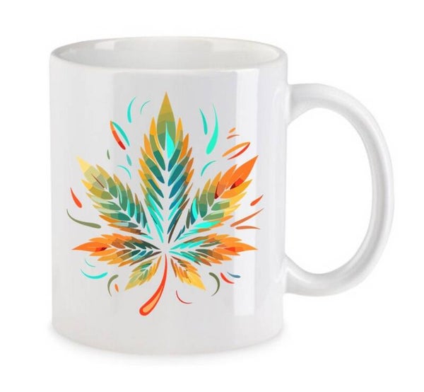 Tasse Weed Cannabis Psychodelic Weiß mit Druck (Siehe Foto) TFBW494