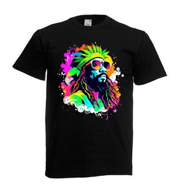 Tshirt Unisex mit Coolen Druck Weed Ganja Hanf Cannabis Psychedelic (Größe & Farbe auswählen) TSFBW495