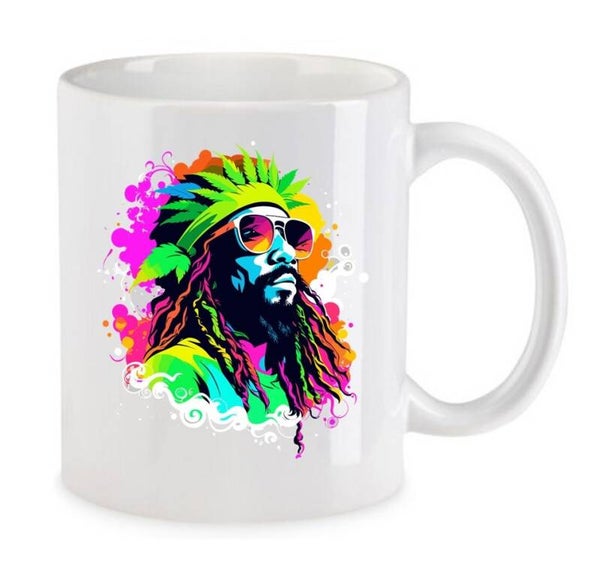 Tasse Weed Cannabis Psychodelic Weiß mit Druck (Siehe Foto) TFBW495