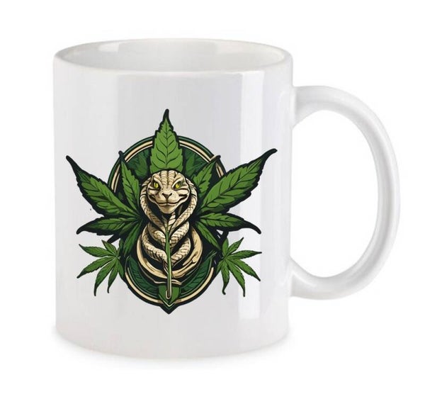 Tasse Weed Cannabis Psychodelic Weiß mit Druck (Siehe Foto) TFBW497