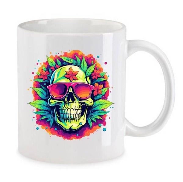 Tasse Weed Cannabis Psychodelic Weiß mit Druck (Siehe Foto) TFBW498