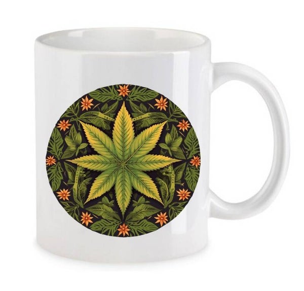 Tasse Weed Cannabis Psychodelic Weiß mit Druck (Siehe Foto) TFBW499