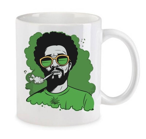 Tasse Weed Cannabis Psychodelic Weiß mit Druck (Siehe Foto) TFBW500