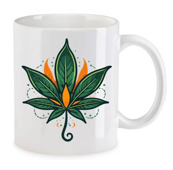 Tasse Weed Cannabis Psychodelic Weiß mit Druck (Siehe Foto) TFBW501