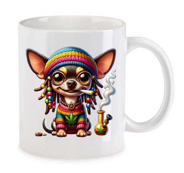 Tasse Weed Cannabis Psychodelic Weiß mit Druck (Siehe Foto) TFBW56