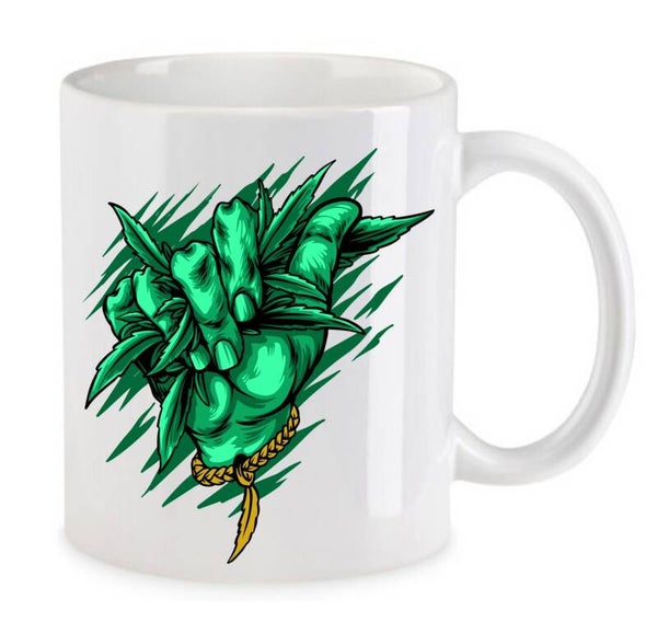 Tasse Weed Cannabis Psychodelic Weiß mit Druck (Siehe Foto) TFBW6