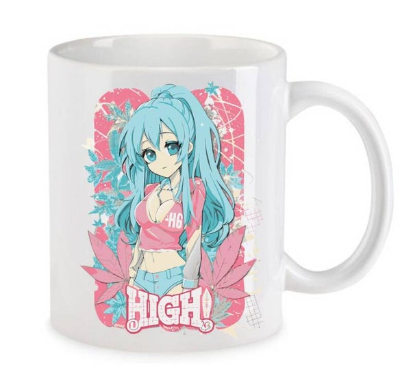 Tasse Weed Cannabis Psychodelic Weiß mit Druck (Siehe Foto) TFBW60