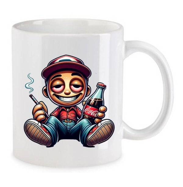 Tasse Weed Cannabis Psychodelic Weiß mit Druck (Siehe Foto) TFBW607