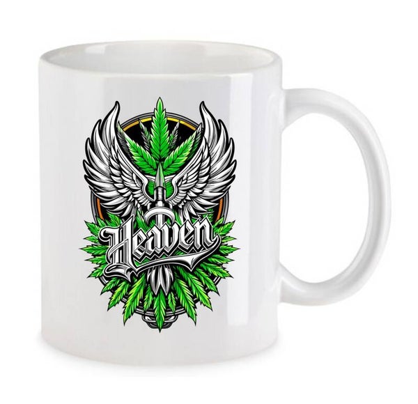 Tasse Weed Cannabis Psychodelic Weiß mit Druck (Siehe Foto) TFBW61