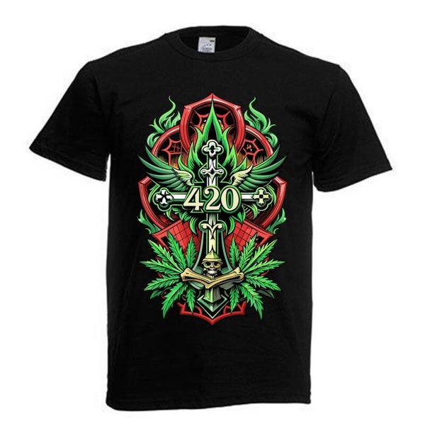 Tshirt Unisex mit Coolen Druck Weed Ganja Hanf Cannabis Psychedelic (Größe & Farbe auswählen) TSFBW62