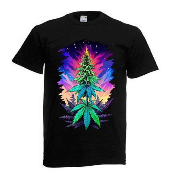 Tshirt Unisex mit Coolen Druck Weed Ganja Hanf Cannabis Psychedelic (Größe & Farbe auswählen) TSFBW634