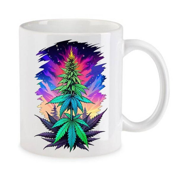 Tasse Weed Cannabis Psychodelic Weiß mit Druck (Siehe Foto) TFBW634
