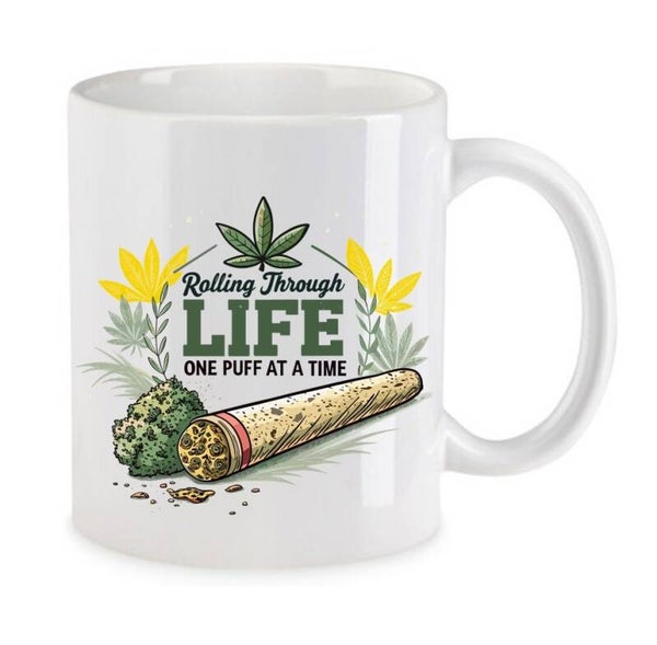 Tasse Weed Cannabis Psychodelic Weiß mit Druck (Siehe Foto) TFBW638