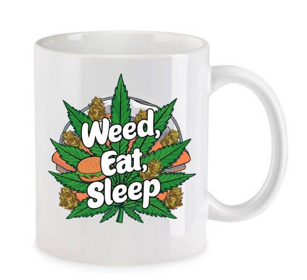Tasse Weed Cannabis Psychodelic Weiß mit Druck (Siehe Foto) TFBW639