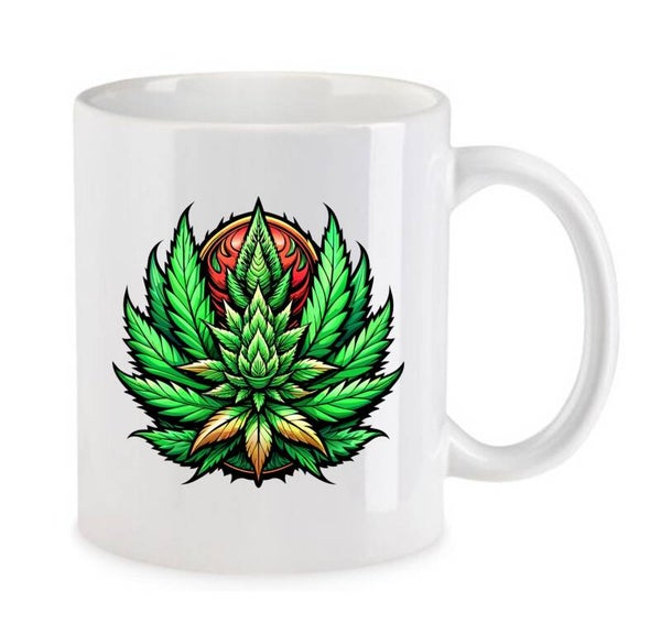 Tasse Weed Cannabis Psychodelic Weiß mit Druck (Siehe Foto) TFBW64