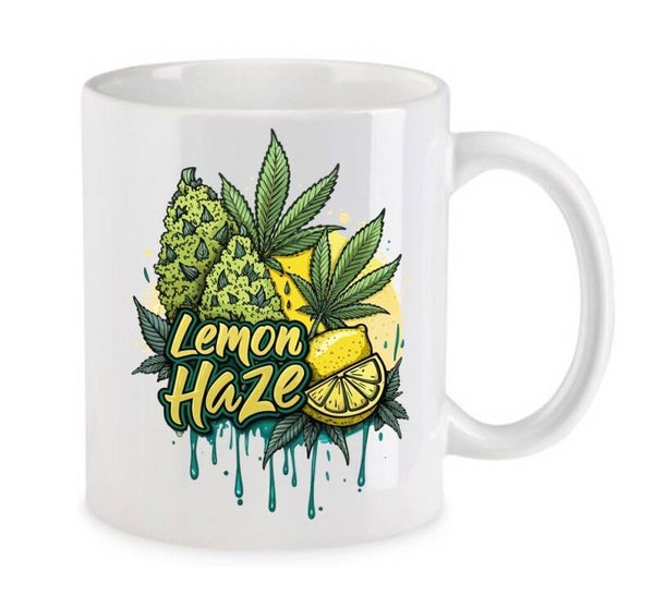 Tasse Weed Cannabis Psychodelic Weiß mit Druck (Siehe Foto) TFBW646