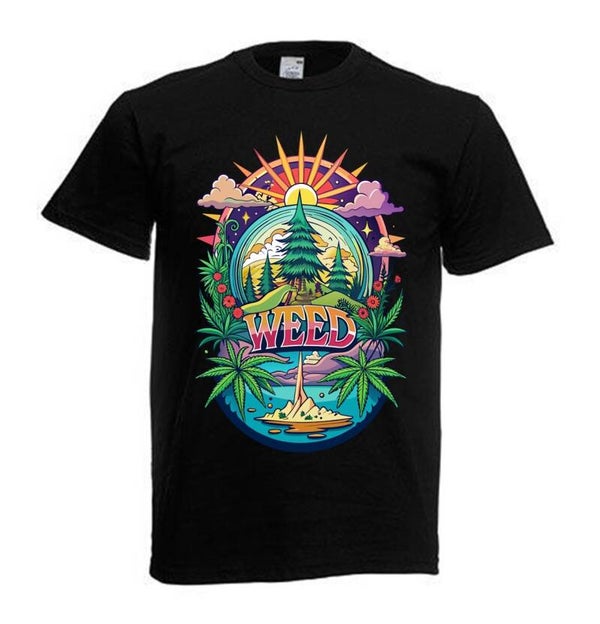 Tshirt Unisex mit Coolen Druck Weed Ganja Hanf Cannabis Psychedelic (Größe & Farbe auswählen) TSFBW65