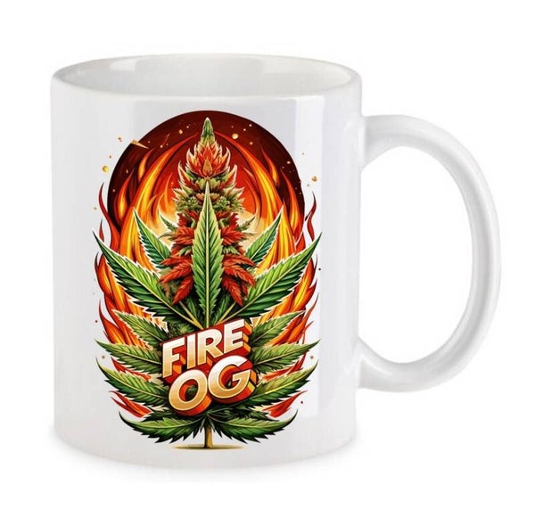 Tasse Weed Cannabis Psychodelic Weiß mit Druck (Siehe Foto) TFBW652