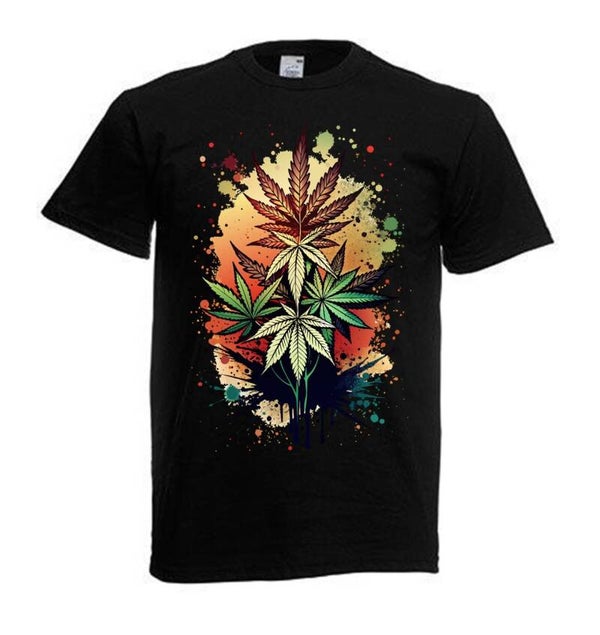 Tshirt Unisex mit Coolen Druck Weed Ganja Hanf Cannabis Psychedelic (Größe & Farbe auswählen) TSFBW653