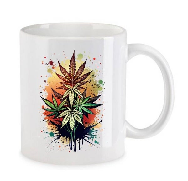 Tasse Weed Cannabis Psychodelic Weiß mit Druck (Siehe Foto) TFBW653