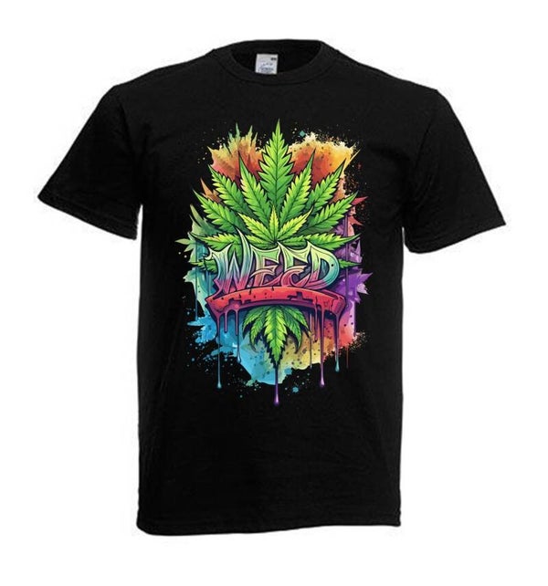 Tshirt Unisex mit Coolen Druck Weed Ganja Hanf Cannabis Psychedelic (Größe & Farbe auswählen) TSFBW655