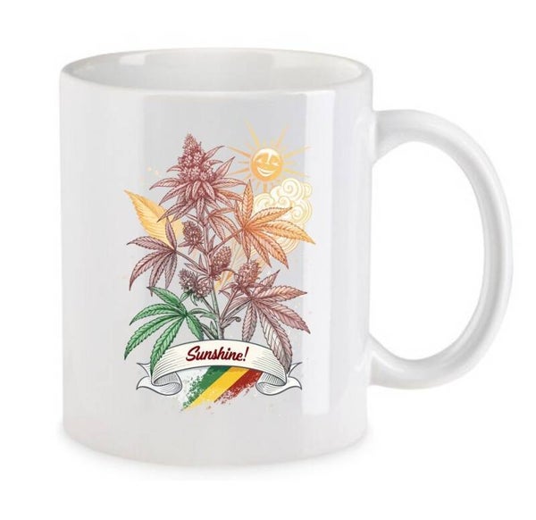 Tasse Weed Cannabis Psychodelic Weiß mit Druck (Siehe Foto) TFBW656