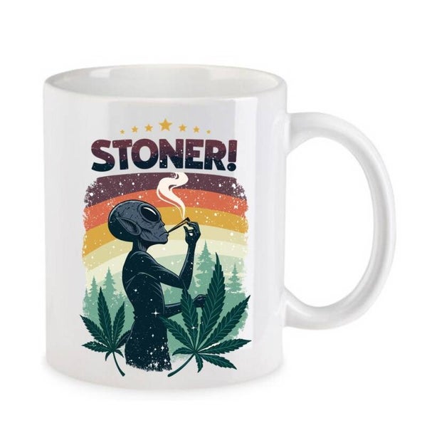 Tasse Weed Cannabis Psychodelic Weiß mit Druck (Siehe Foto) TFBW658