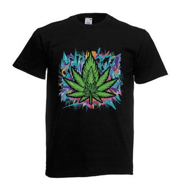 Tshirt Unisex mit Coolen Druck Weed Ganja Hanf Cannabis Psychedelic (Größe & Farbe auswählen) TSFBW659
