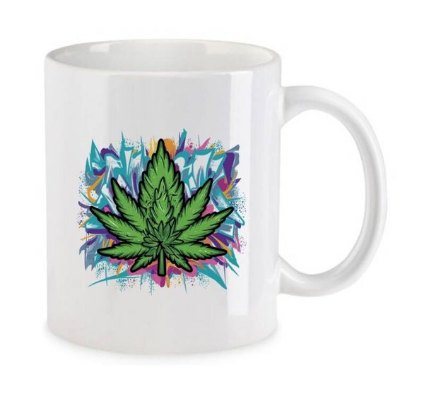 Tasse Weed Cannabis Psychodelic Weiß mit Druck (Siehe Foto) TFBW659