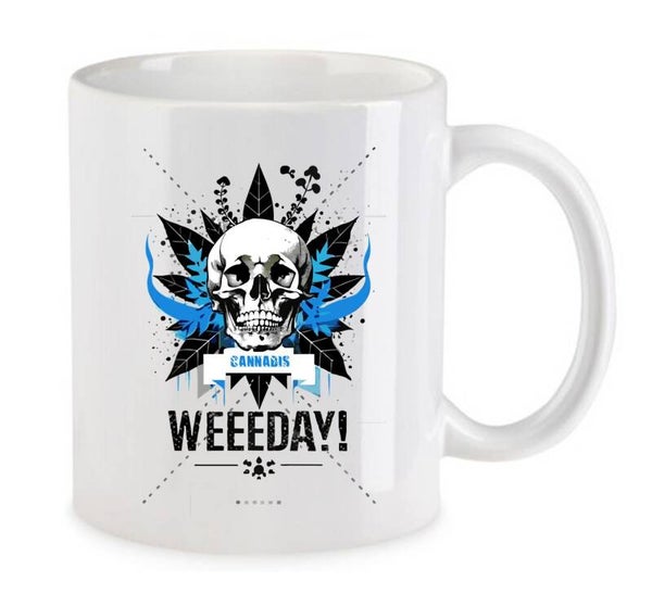 Tasse Weed Cannabis Psychodelic Weiß mit Druck (Siehe Foto) TFBW66