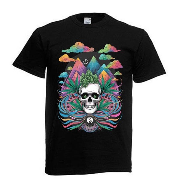 Tshirt Unisex mit Coolen Druck Weed Ganja Hanf Cannabis Psychedelic (Größe & Farbe auswählen) TSFBW660