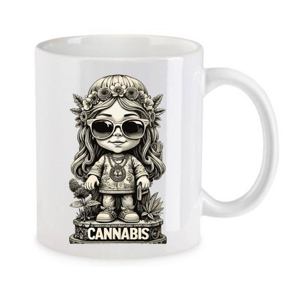 Tasse Weed Cannabis Psychodelic Weiß mit Druck (Siehe Foto) TFBW668