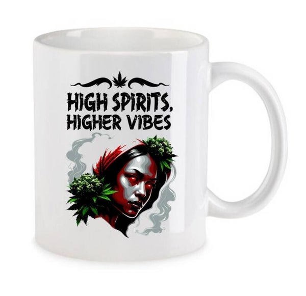 Tasse Weed Cannabis Psychodelic Weiß mit Druck (Siehe Foto) TFBW670