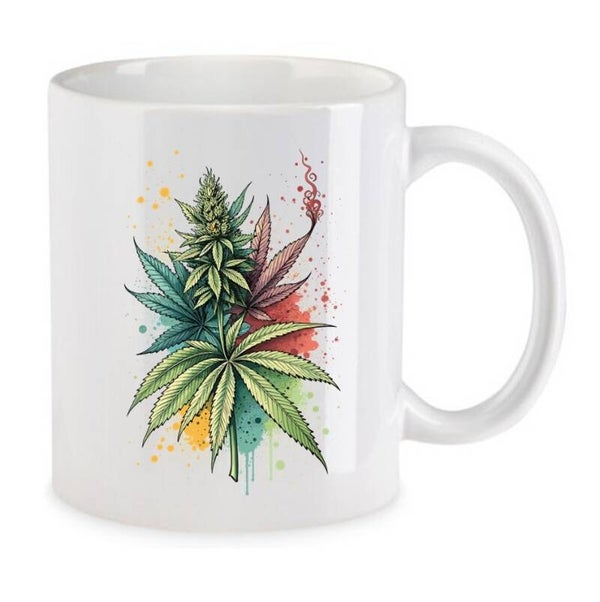 Tasse Weed Cannabis Psychodelic Weiß mit Druck (Siehe Foto) TFBW672