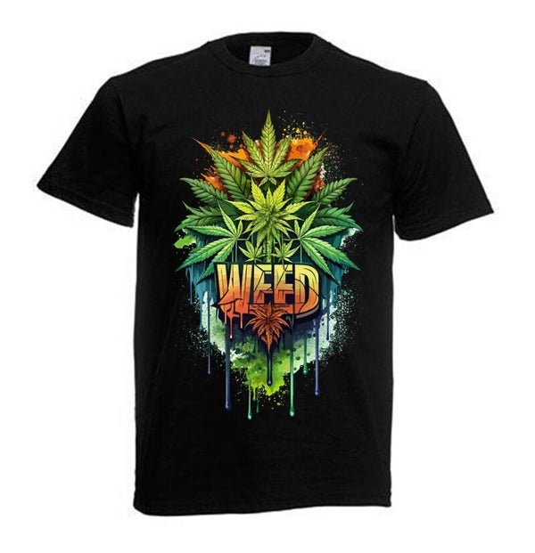Tshirt Unisex mit Coolen Druck Weed Ganja Hanf Cannabis Psychedelic (Größe & Farbe auswählen) TSFBW673
