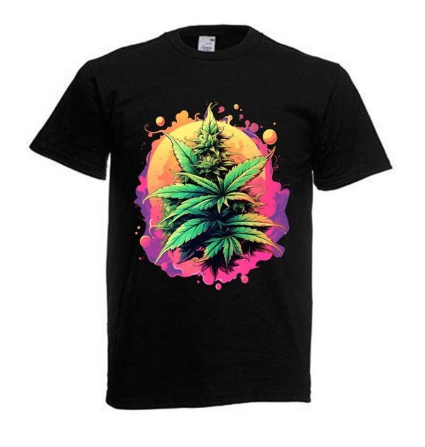 Tshirt Unisex mit Coolen Druck Weed Ganja Hanf Cannabis Psychedelic (Größe & Farbe auswählen) TSFBW675