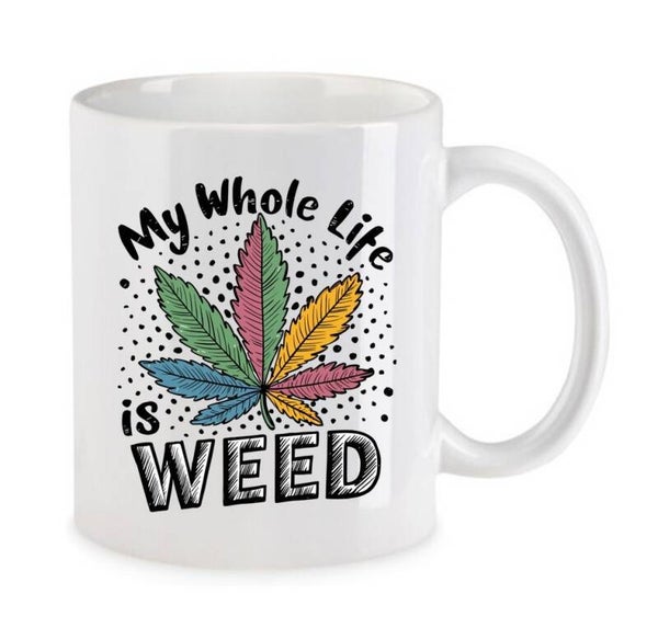 Tasse Weed Cannabis Psychodelic Weiß mit Druck (Siehe Foto) TFBW676