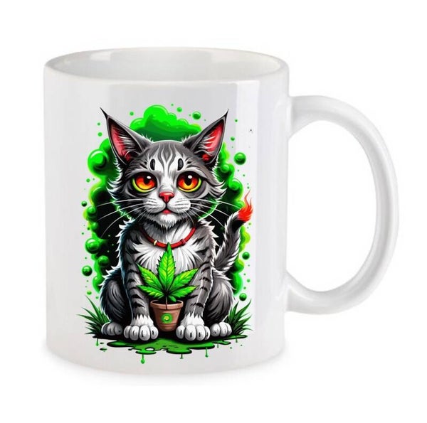 Tasse Weed Cannabis Psychodelic Weiß mit Druck (Siehe Foto) TFBW679