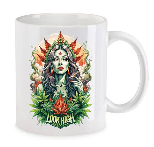 Tasse Weed Cannabis Psychodelic Weiß mit Druck (Siehe Foto) TFBW68